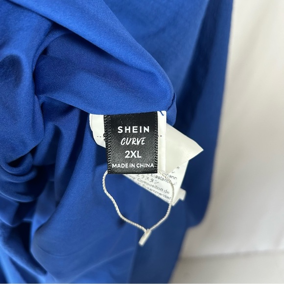 SHEIN Royal Blue Backless Dress Romantic Cottagecore with Puff Sleeve 2XL Maxi - Picture 6 of 6